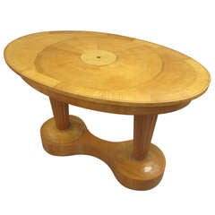Unusual Beidermeier Style Double Pedestal Oval Table