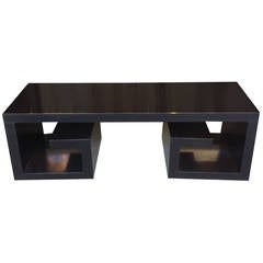 Sculptural Ebonized Coffee Table or Bench with Greek Key Pattern Base