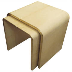 Set of Parchment Nesting Tables with Bronze Banding 11