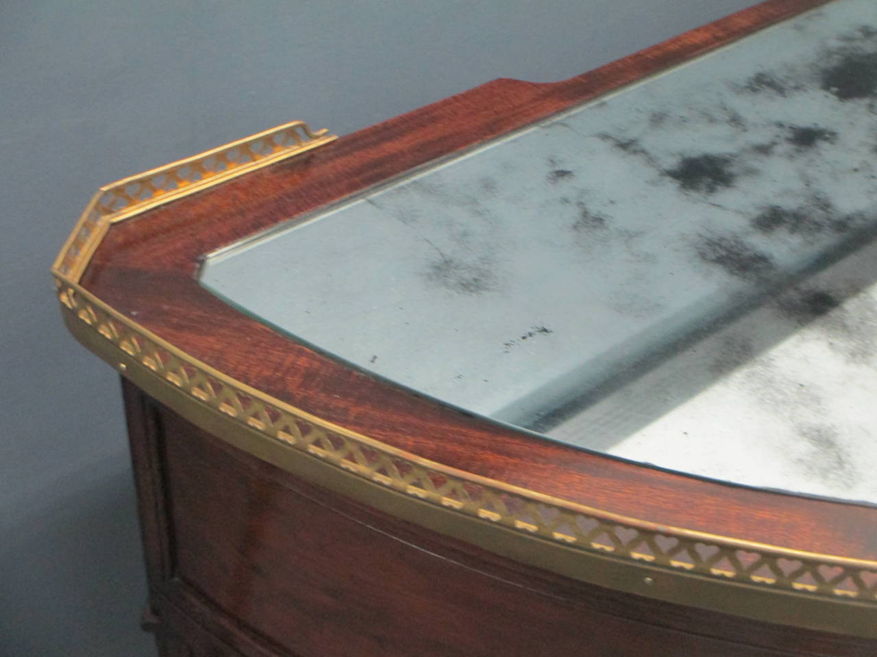 Demilune Louis XVI Style Mirrored-Top Writing Desk 2