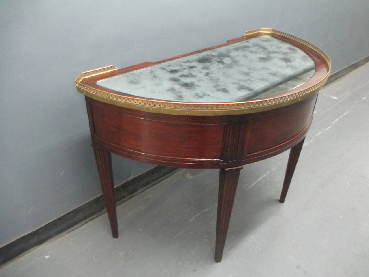 20th Century Demilune Louis XVI Style Mirrored-Top Writing Desk