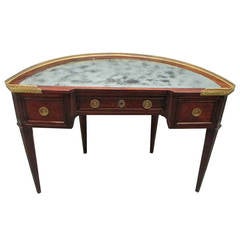 Demilune Louis XVI Style Mirrored-Top Writing Desk