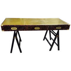 Faux Tortoise Leather Top Campaign Desk 3