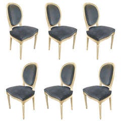 Set of Six Louis XVI Style Painted Dining Chairs