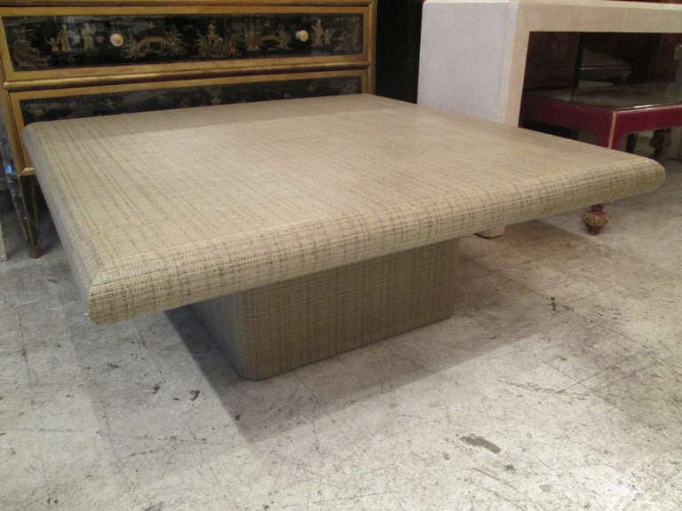 Springer Style Grass Cloth Coffee Table