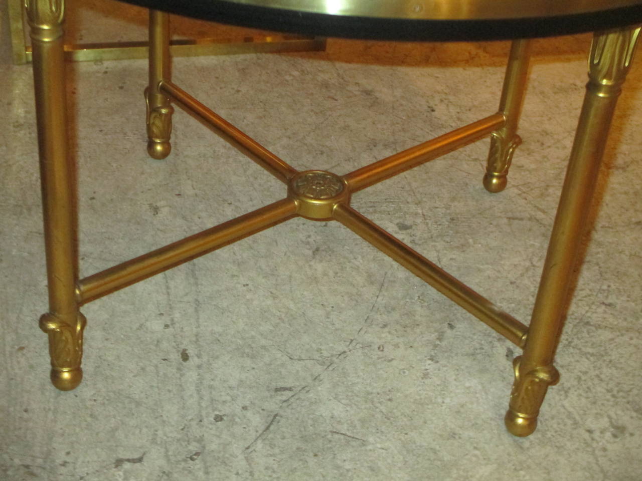 20th Century Circular Cocktail Table with Gilt Glass Top