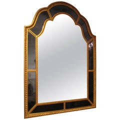 Giltwood Queen Anne Style Mirror with Cobalt Blue Glass