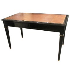 Directoire Style Ebonized Bureauplat Desk With Leather Top