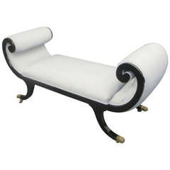 Regency Style Lacquered Sleigh Bench on Brass Castors
