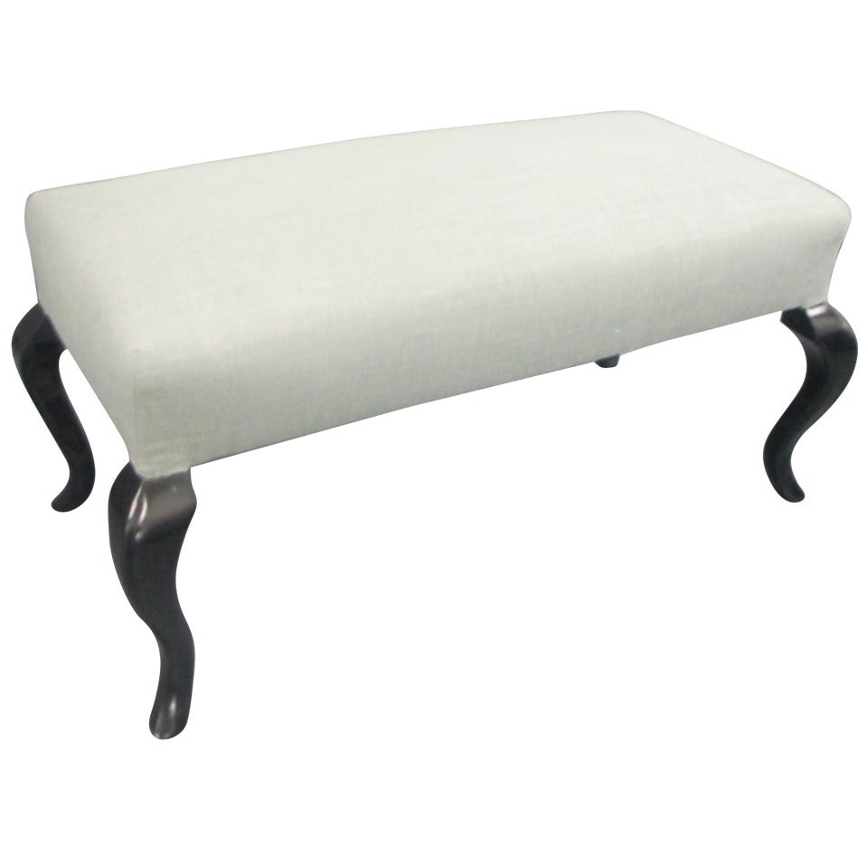 Whimsical Hollywood Regency Bench on Ebonized Legs