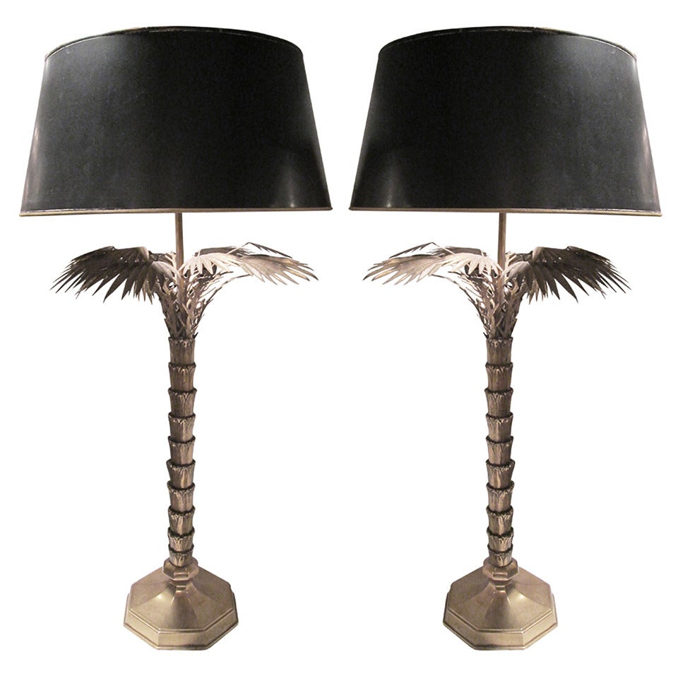 A Pair of Bronze Jansen Palm Tree Table Lamps at 1stDibs