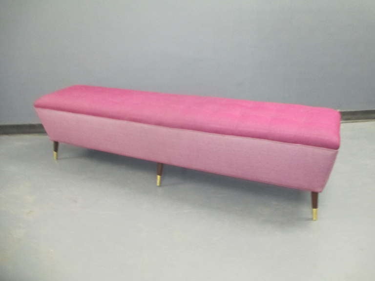 An oversized pair of mid century modern benches with six  legs, benches can be sold separately