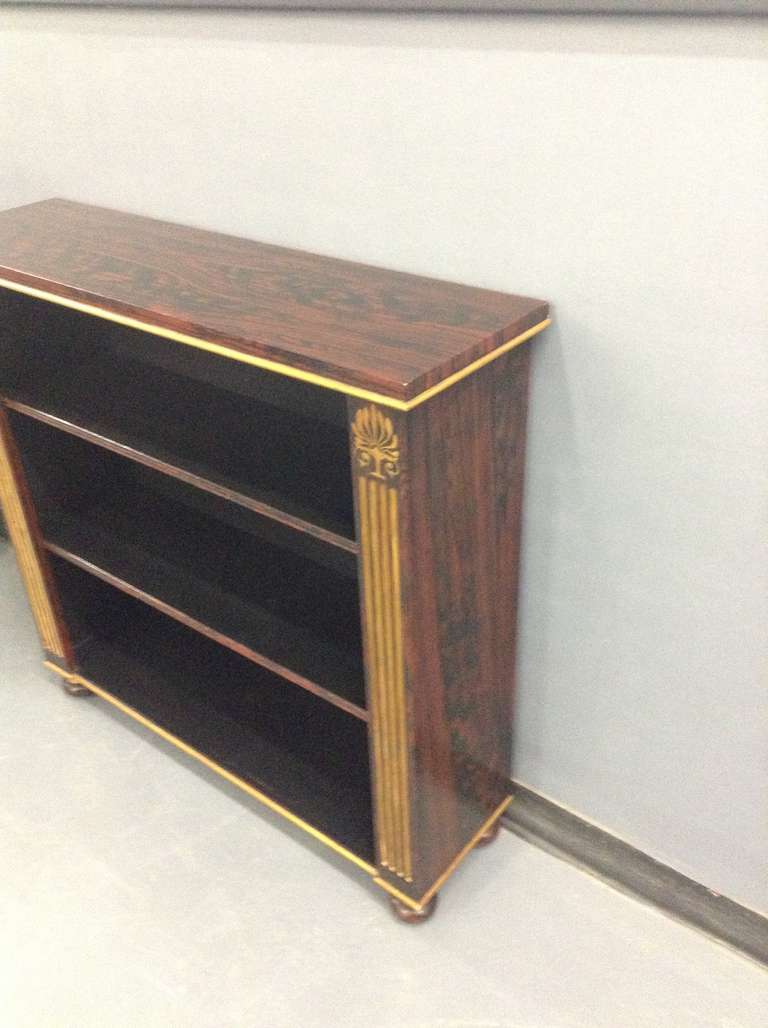 American Faux Rosewood And Hand-painted Bookcase In The Regency Manner