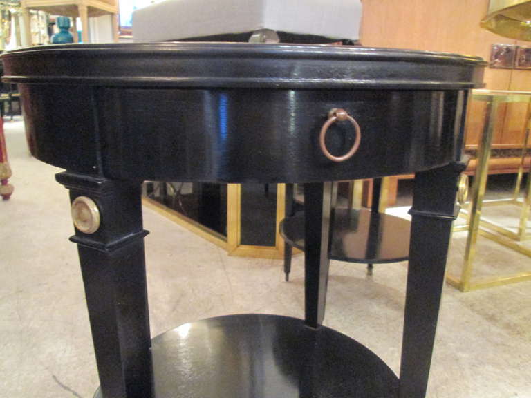 Ebonized and Bronze-Mounted End Table with Smoked Glass Top In Excellent Condition In New York, NY