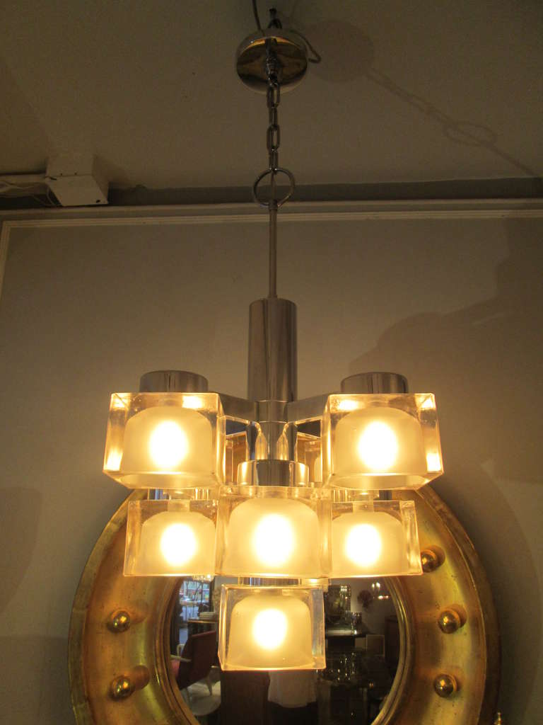 Gaetano Sciolari Ice Cube Chandelier, Chrome plated
