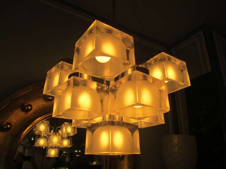 Late 20th Century Gaetano Sciolari Ice Cube Chandelier