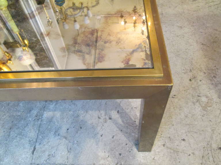 Copper and Brass Coffee Table with Smoked Glass Top 1