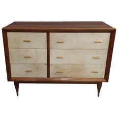 Mid-Century Modern Parchment Chest with Drawers