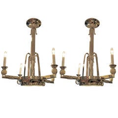 Pair of Nickel Plated Vienna Secessionist Light Fixtures