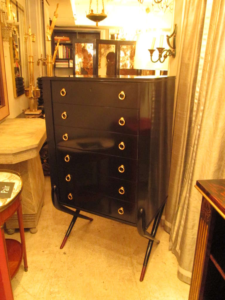 French 40's Lacquered High Chest In Excellent Condition In New York, NY
