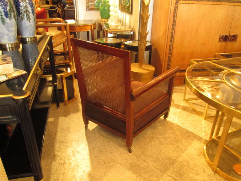 A Rare Pair of Oversized Edwardian Rosewood Caned Library Chairs In Excellent Condition In New York, NY