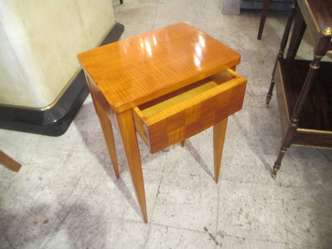 Pair of French Modernist Parquetry End Tables 1