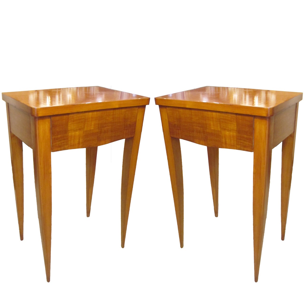 Pair of French Modernist Parquetry End Tables