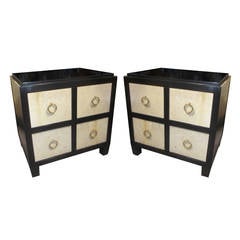 Pair of Lacquered Parchment Chests or Nightstands 9