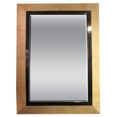 Rectangular Parchment Mirror with Ebonized Central Border