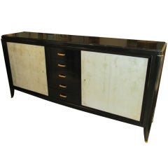 Ebonized Sideboard with Parchment Doors attributed to Dominique