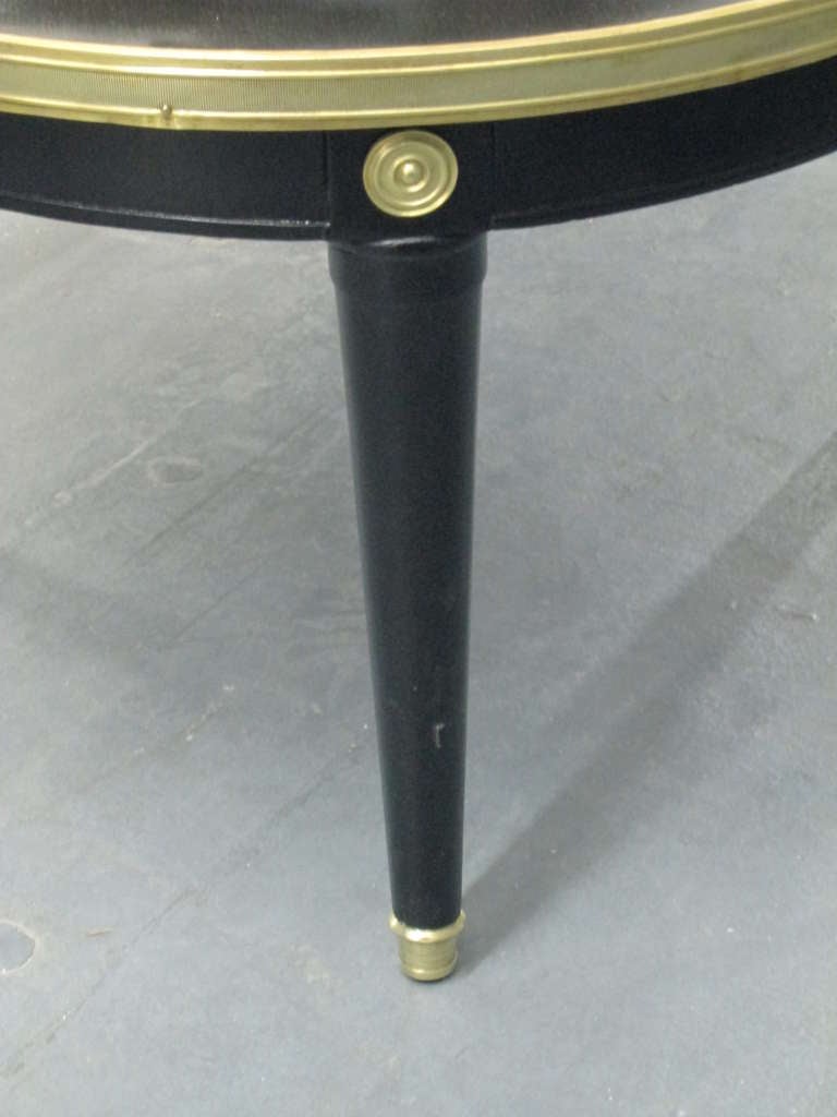 Mid-20th Century Oval Ebonized Coffee Table With Brass