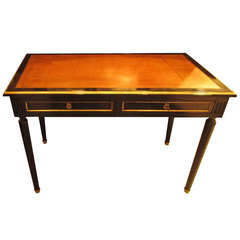 Directoire Style Leather-Top Bureau Plat Desk on Tapered Legs