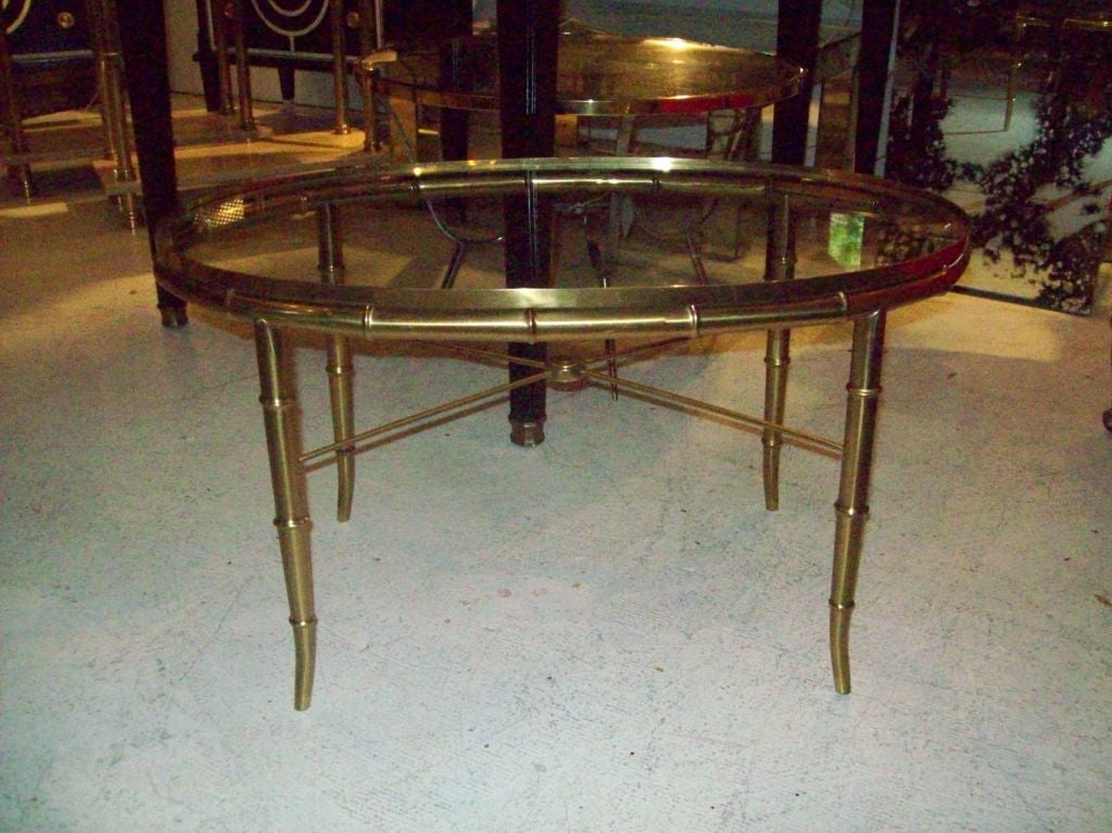 Oval Faux-Bamboo, Brass Coffee Table