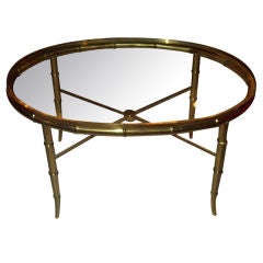 Oval Faux-Bamboo, Brass Coffee Table