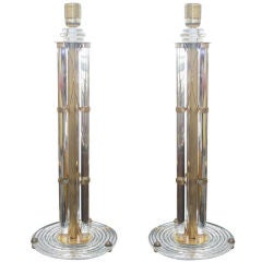 A  pair  hand-blown glass lamps in the neoclassic manner