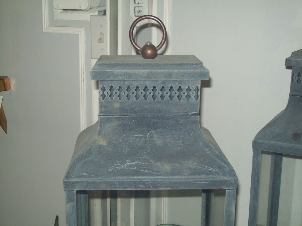 A pair of tole two-light lanterns