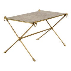 Jansen x-form bronze coffee table w. mirrored-top