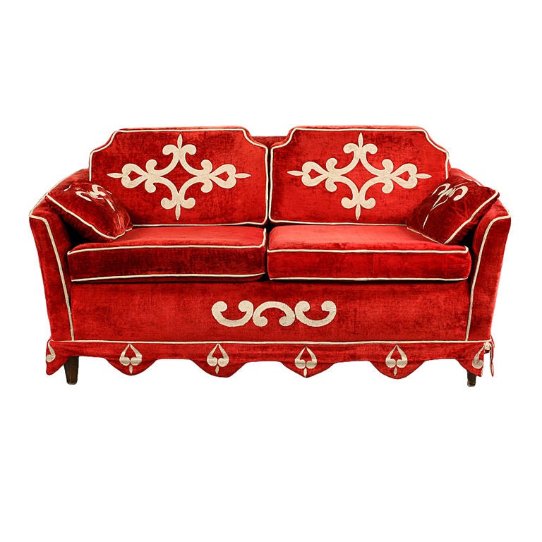 Whimsical Velvet Upholstered Sofa