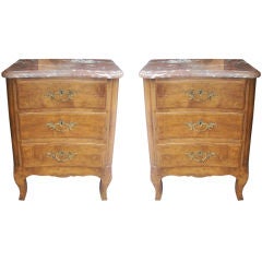 A Pair of Marble-Top Night Stands/ Chests A Pair of Marble-Top Night Stands/ Chests