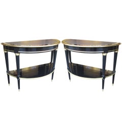An Exquisite Pair Of Slate Top Demilune Consoles In The Neoclassic Manner