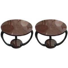 Sculptural Pair of Macassar Ebony Art Deco Tables 3