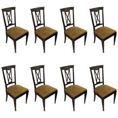 Set of Eight Ebonized Dining Chairs in the Directoire Manner 11