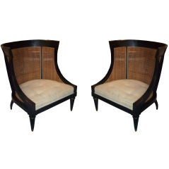 A great pair of caned tub chairs by James Mont