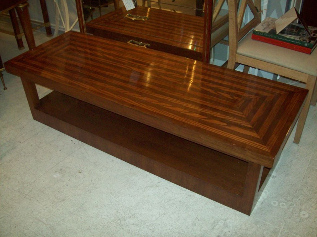 Modern  Parquetry Two-Tiered Coffee Table