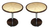 Pair of Art Deco side tables with parchment and macassar tops