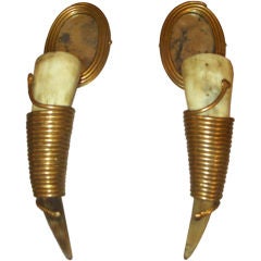 An unusual pair of "horn" sconces with mirrored backs 10