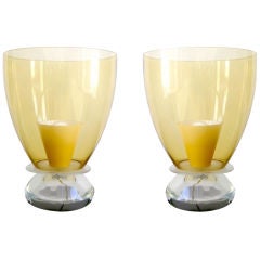 Pair of Venetian, Murano glass amber lamps