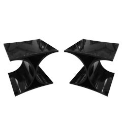 A Sculptural Pair of Ebonized X Frame Tables