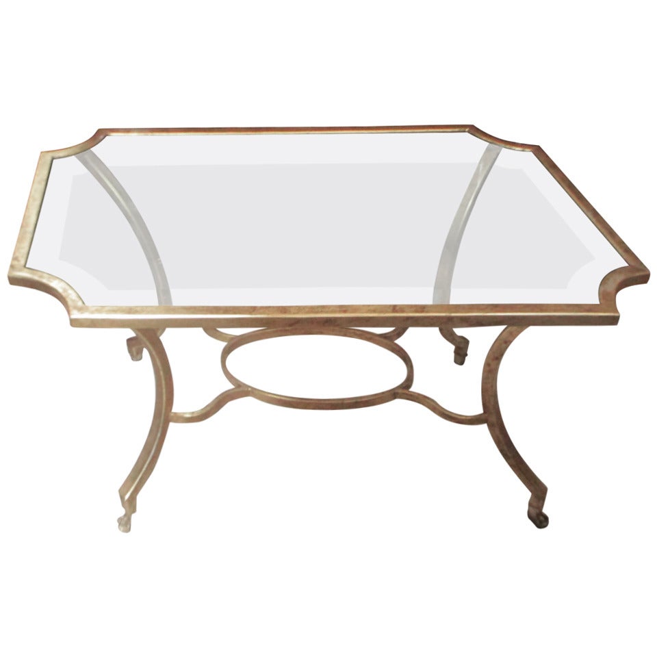 Octagonal Glass-Top Gilt  Coffee Table