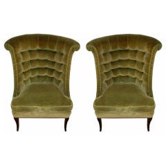 Vintage A pair of tufted fireside chairs